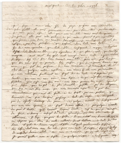 Une lettre de Marie-Élisabeth Meaux, veuve Georgeon, de New-York, 5 décembre 1796