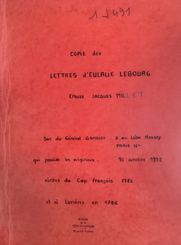 Copie des lettres d’Eulalie Lebourg