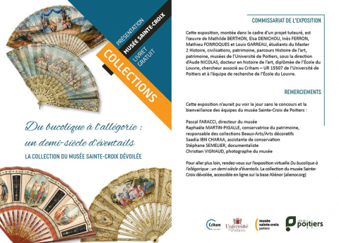 Couverture et page de crédits du livret mis à la disposition du public dans le cadre de l’exposition physique au musée Sainte-Croix (mars-octobre 2022)