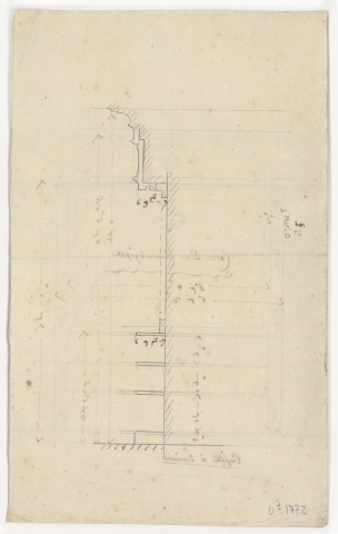 Élévation d’un panneau portant une carte chronologique dans la galerie de géographie de 1728