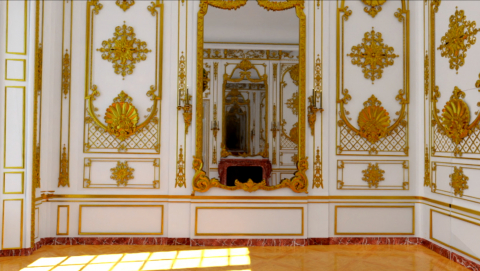 Modélisation 3D du grand cabinet intérieur de la reine, projet de 1738