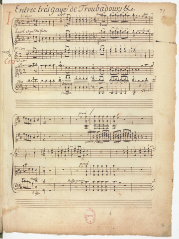 Exemple de mise au propre effectuée par Jean Rollet à partir du manuscrit autographe, en vue d’établir une partition de production