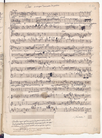 Exemple de mise au propre d’une nouvelle séquence musicale, copiée par Durand en amont des représentations parisiennes, à partir du manuscrit autographe