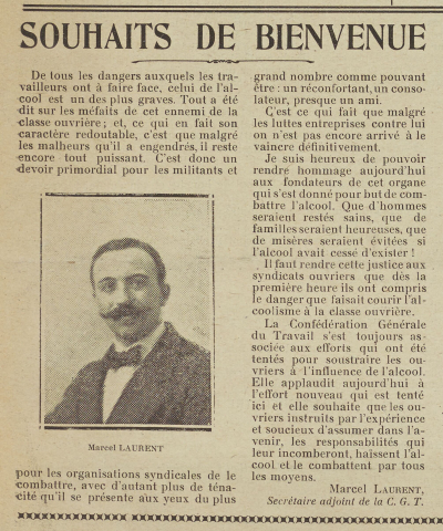 Souhaits de bienvenue de Marcel Laurent, secrétaire adjoint de la CGT